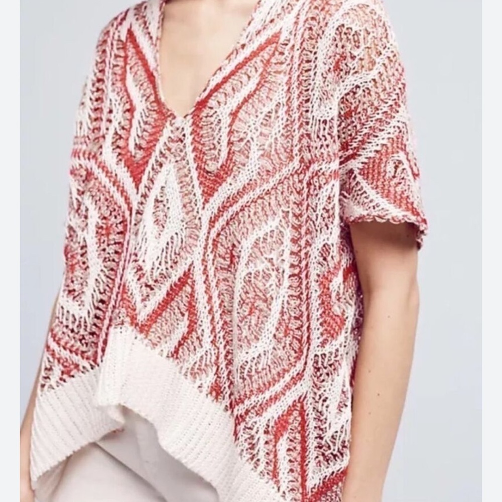 ANTHROPOLOGY SITA MURT Woman Anvi open weave linen cap sleeve boho sweater 38